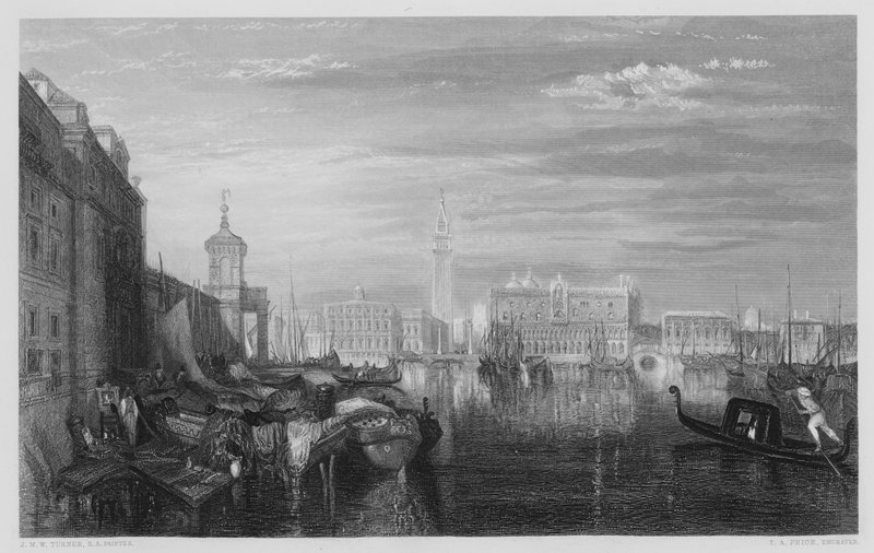 Venetsia, Grand Canal, kuvasta Vernon Galleryssa tekijältä after Joseph Mallord William Turner