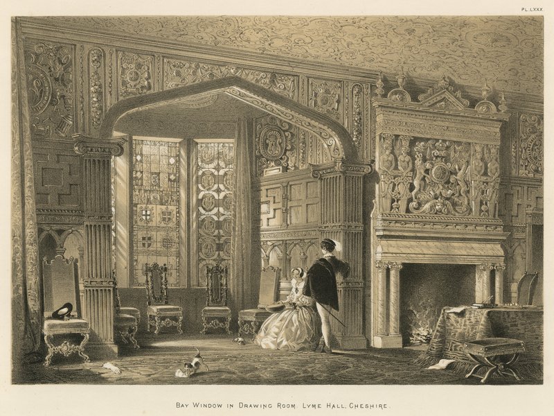 Erkkeri-ikkuna piirustushuoneessa, Lyme Hall, Cheshire tekijältä Joseph Nash