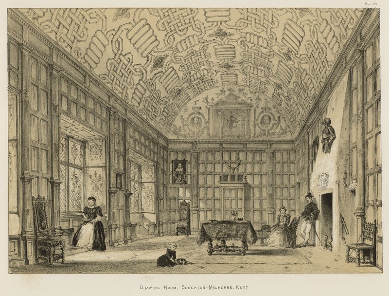 Drawing Room, Boughton-Malherbe, Kent tekijältä Joseph Nash