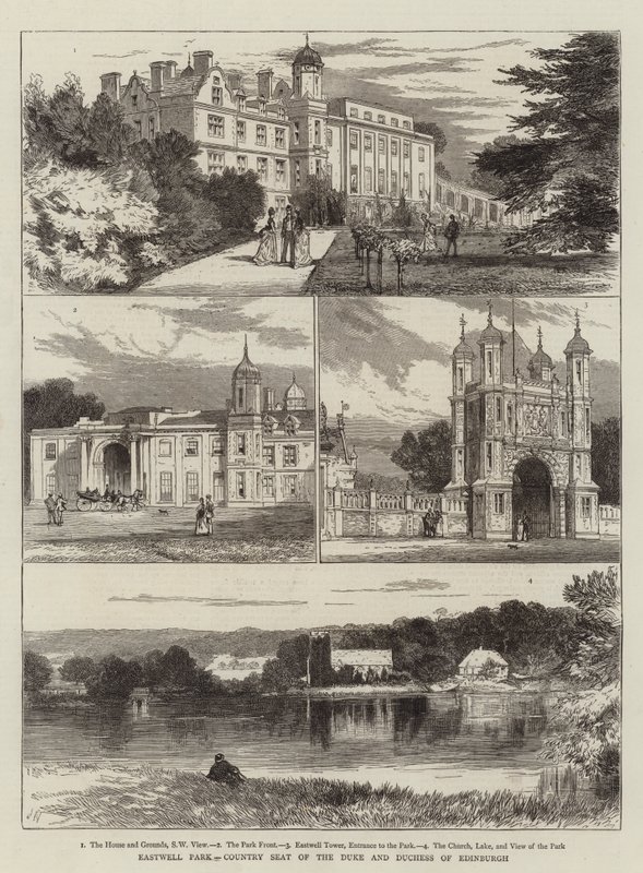 Eastwell Park, Edinburghin herttuan ja herttuattaren kotipaikka tekijältä Joseph Nash