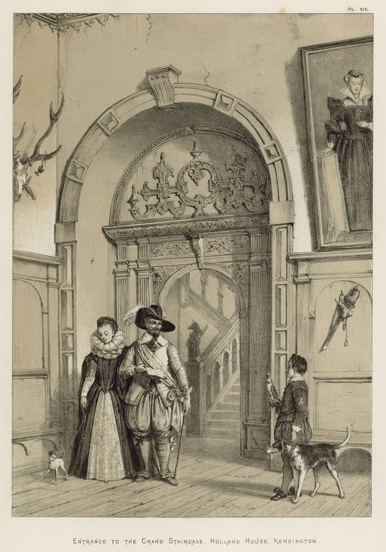 Sisäänkäynti Grand Staircaseen, Holland House, Kensington tekijältä Joseph Nash