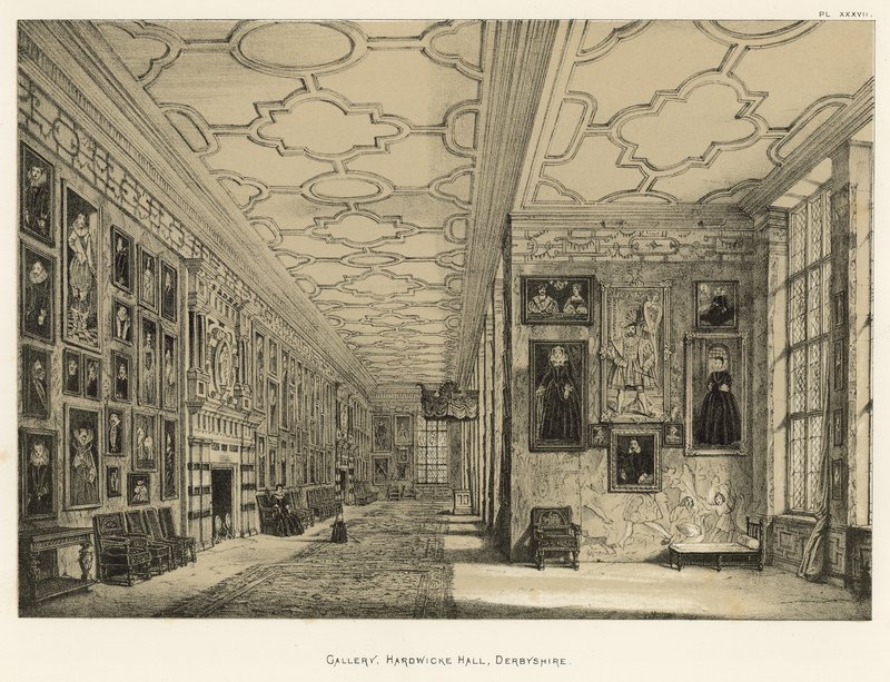 Galleria, Hardwicke Hall, Derbyshire tekijältä Joseph Nash