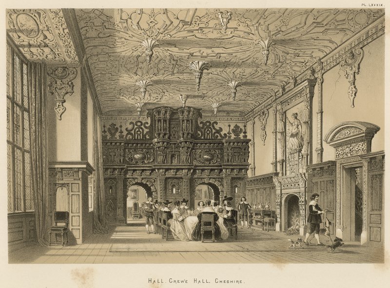 Hall, Crewe Hall, Cheshire tekijältä Joseph Nash