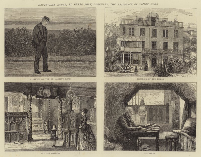 Hauteville House, St Peter Port, Guernsey, Victor Hugon asuinpaikka tekijältä Joseph Nash
