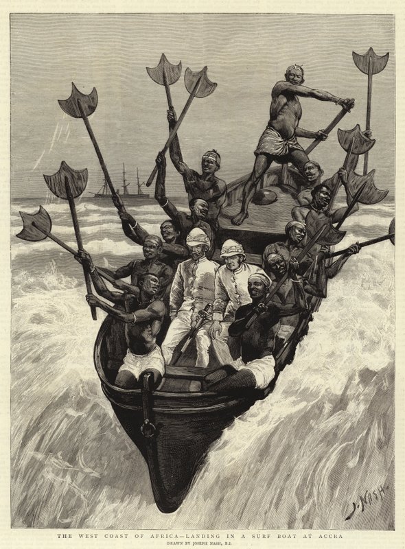 Afrikan länsirannikko laskeutumassa surffiveneeseen Accrassa tekijältä Joseph Nash