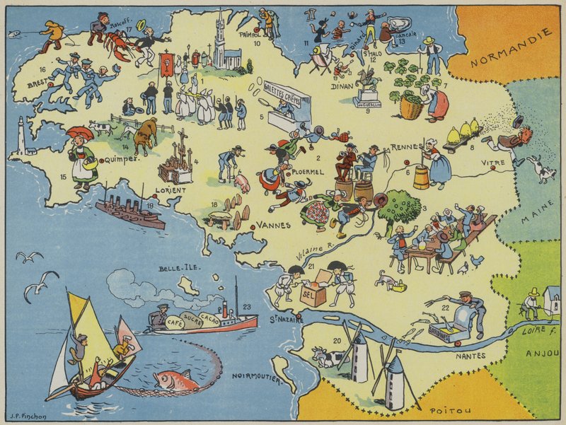 Bretagne (värilitografia) tekijältä Joseph Porphyre Pinchon