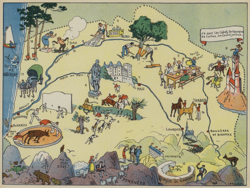Gascogne-Bearn (värilitro) tekijältä Joseph Porphyre Pinchon