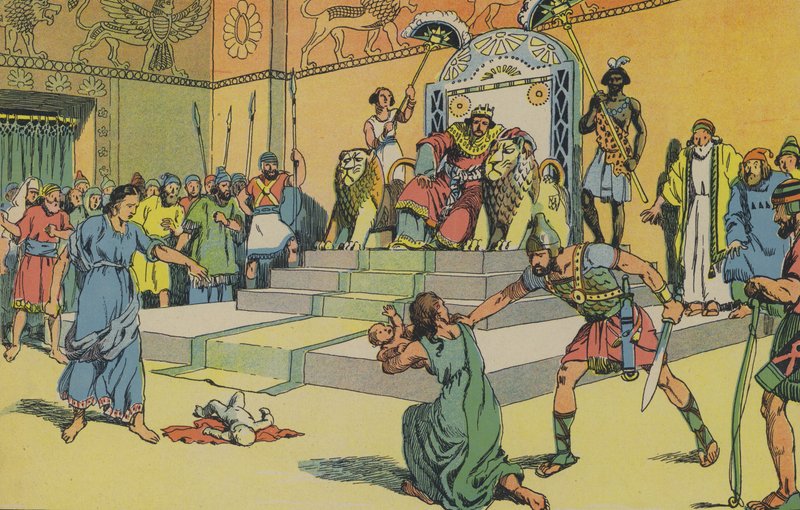 Salomonin tuomio (värilitografia) tekijältä Joseph Porphyre Pinchon