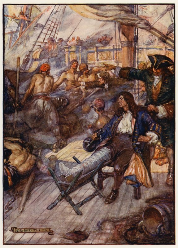 Amiraali John Benbow haavoittui taistellessaan ranskalaisia vastaan Cape Santa Martan edustalla, Länsi-Intian saarilla. tekijältä Joseph Ratcliffe (after) Skelton