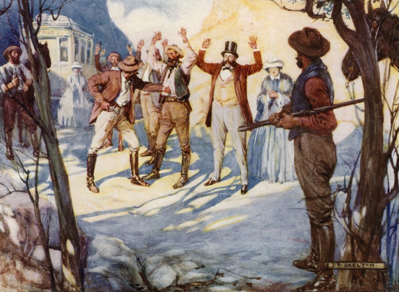 Bushrangers Australiassa (väri litho) tekijältä Joseph Ratcliffe (after) Skelton