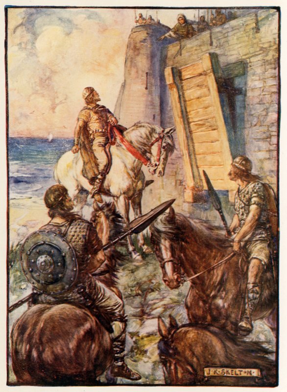 Lady Macduff kieltäytyi pääsemästä Macbethin sisään, kun hänen miehensä pakenee meritse tekijältä Joseph Ratcliffe Skelton