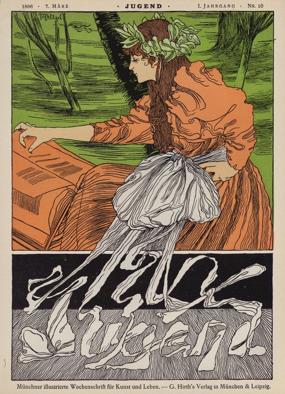 Kansikuva Jugend-lehden 1896 tekijältä Joseph Rudolf Witzel
