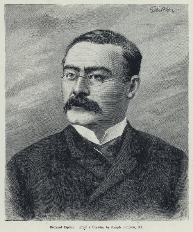 Rudyard Kipling (litho) tekijältä Joseph Simpson