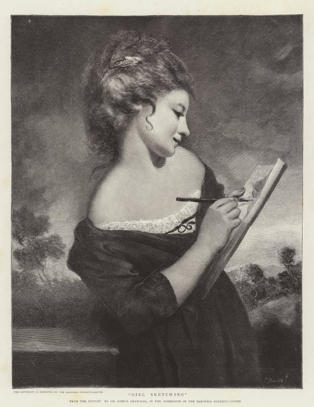 Tyttö luonnostelee tekijältä Joshua Reynolds