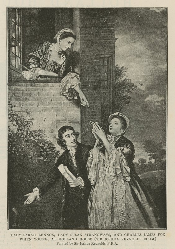 Lady Sarah Lennox, Lady Susan Strangways ja Charles James Fox nuorena Holland Housessa tekijältä Joshua Reynolds