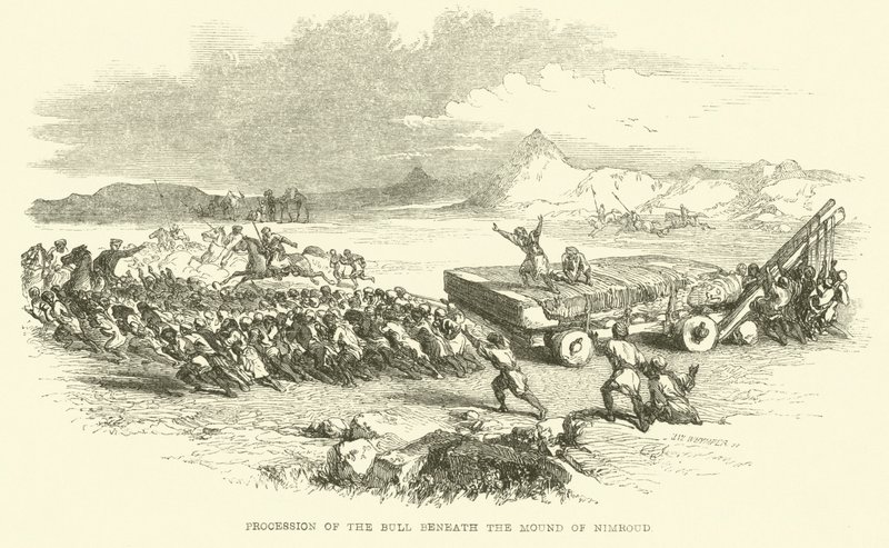 Härän kulkue Nimrudin kukkulan alla tekijältä Josiah Wood Whymper