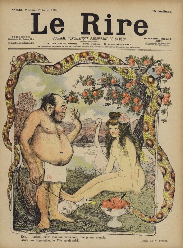 Adam ja Eeva, kuvitus Le Rirelle tekijältä Jules Abel Faivre