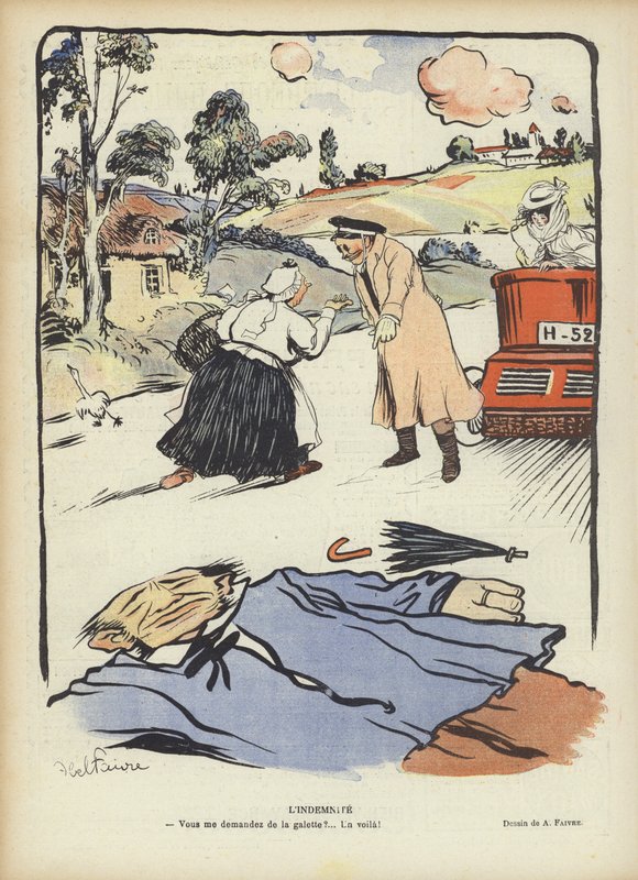Korvaus. Kuvitus Le Rirelle tekijältä Jules Abel Faivre