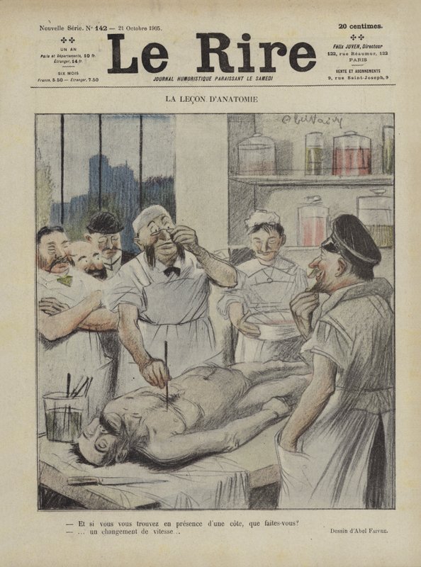 Anatomian oppitunti. Kuvitus Le Rirelle tekijältä Jules Abel Faivre