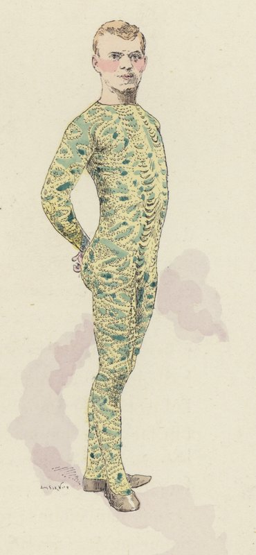 Sirkusvoimistelija trikoossa (väri litho) tekijältä Jules Arsene (after) Garnier