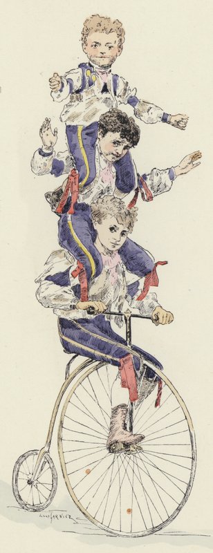 Pyöräilyn teko (väri litho) tekijältä Jules Arsene (after) Garnier