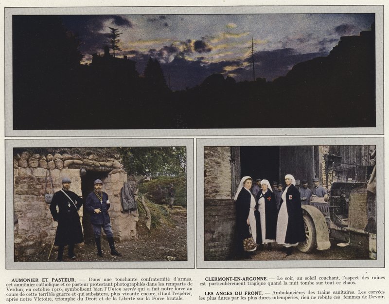 Kappeli ja pastori, Clermont-En-Argonne, Les Anges du Front tekijältä Jules Gervais Courtellemont