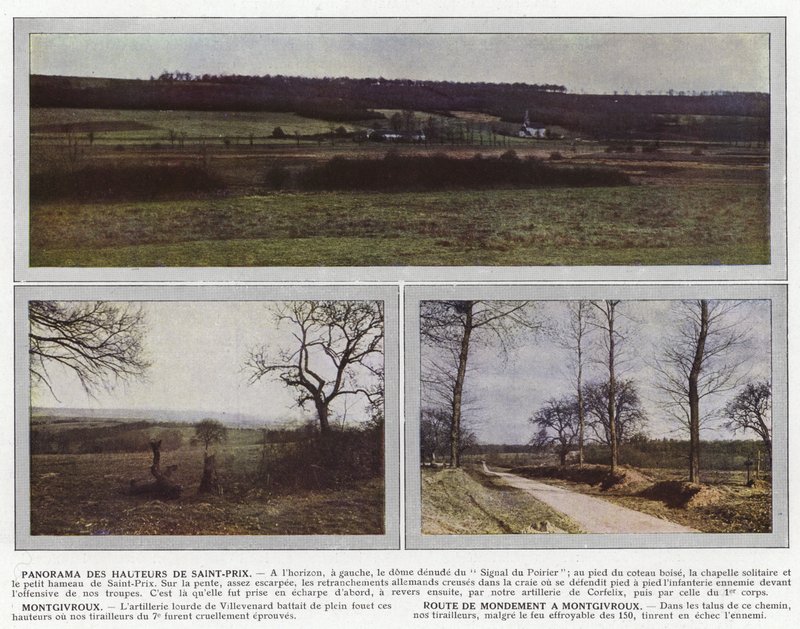 Panorama Saint-Prixin korkeuksista, Montgivroux, Route de Mondement a Montgivroux tekijältä Jules Gervais Courtellemont