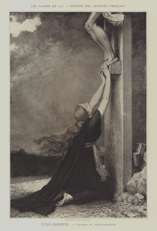 Douleur de Marie-Madeleine (Maria Magdaleenan suru) (litho) tekijältä Jules Joseph (after) Lefebvre