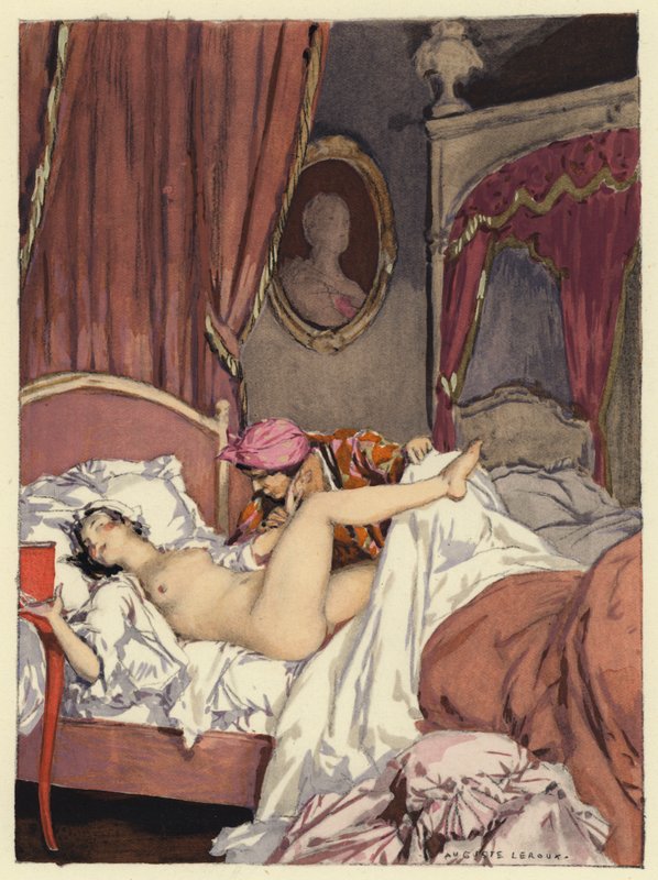 Kuvitus Casanovan muistelmiin (värilitografia) tekijältä Jules Marie Auguste Leroux