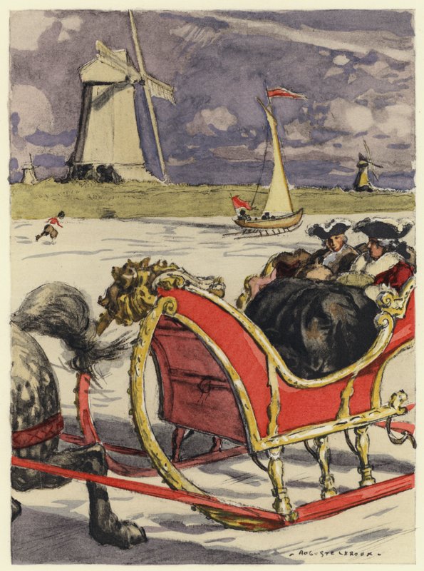 Kuvitus Casanovan muistelmiin (värilitografia). tekijältä Jules Marie Auguste Leroux