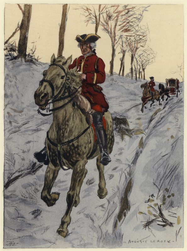 Kuvitus Casanovan muistelmiin (värilitografia) tekijältä Jules Marie Auguste Leroux