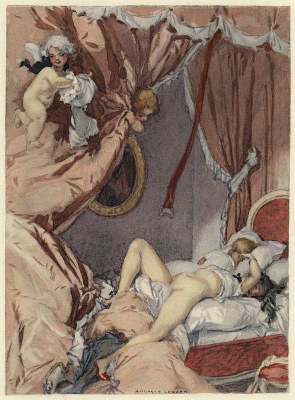 Kuvitus Casanovan muistelmiin (värilitografia) tekijältä Jules Marie Auguste Leroux