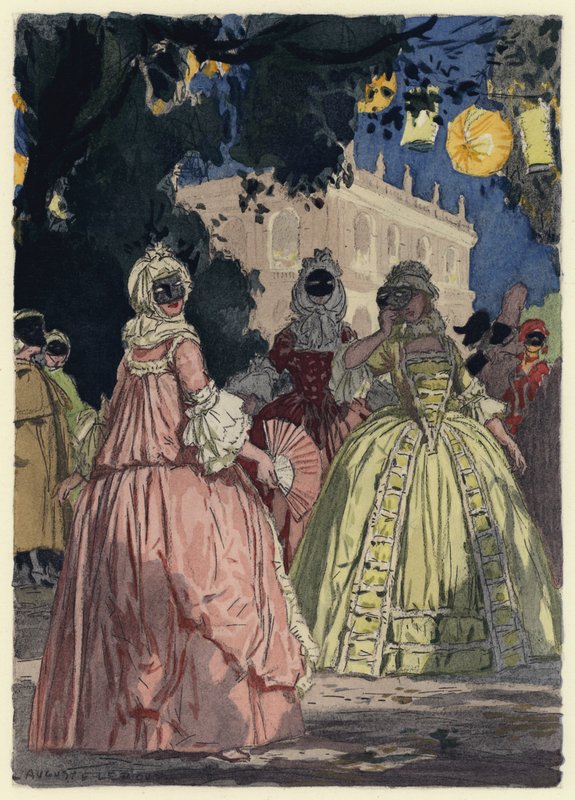 Kuvitus Casanovan muistelmiin (värilitografia) tekijältä Jules Marie Auguste Leroux