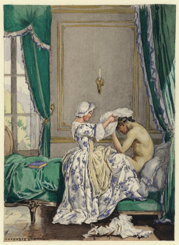 Kuvitus Casanovan muistelmiin (värilitografia) tekijältä Jules Marie Auguste Leroux