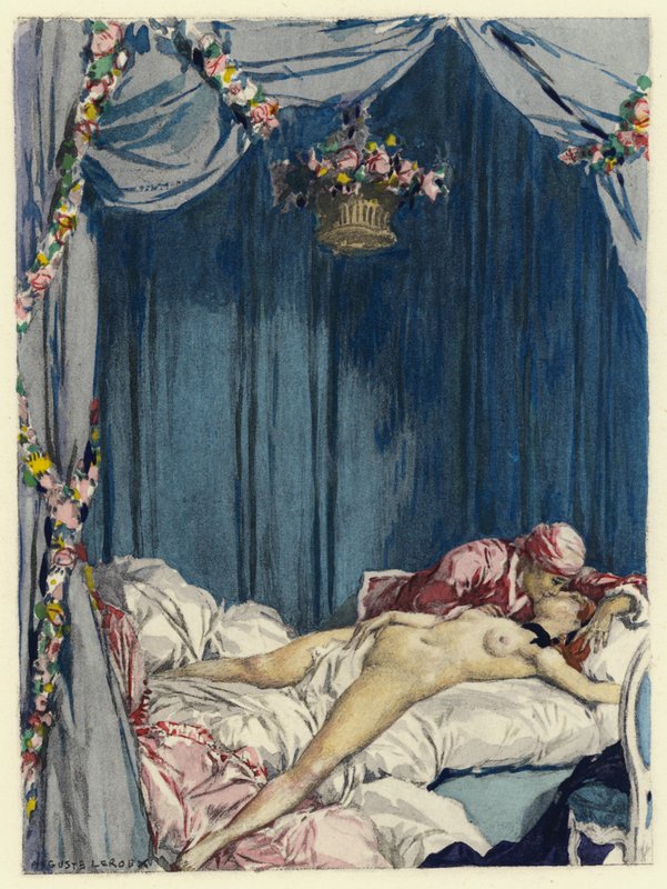 Kuvitus Casanovan muistelmiin (värilitografia) tekijältä Jules Marie Auguste Leroux