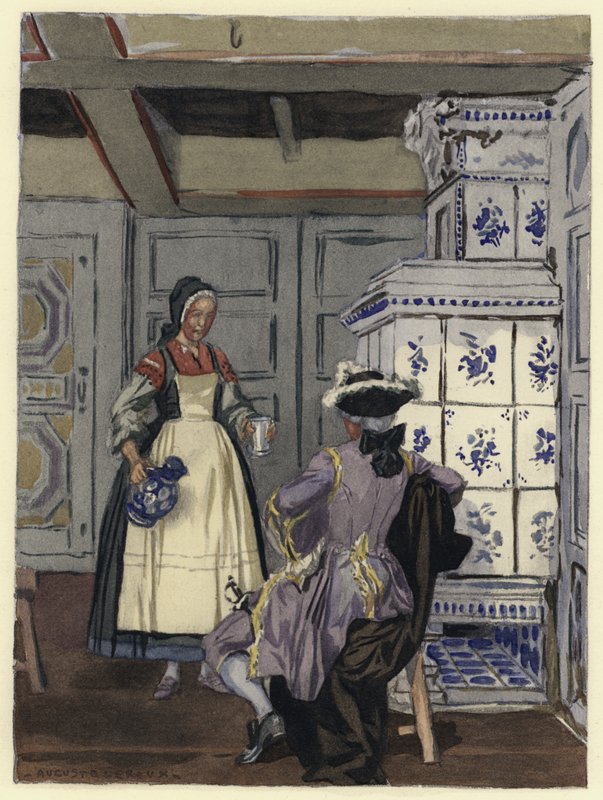 Kuvitus Casanovan muistelmiin (värilitografia) tekijältä Jules Marie Auguste Leroux
