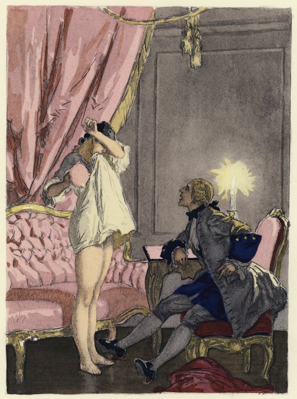 Kuvitus Casanovan muistelmiin (värilitografia) tekijältä Jules Marie Auguste Leroux