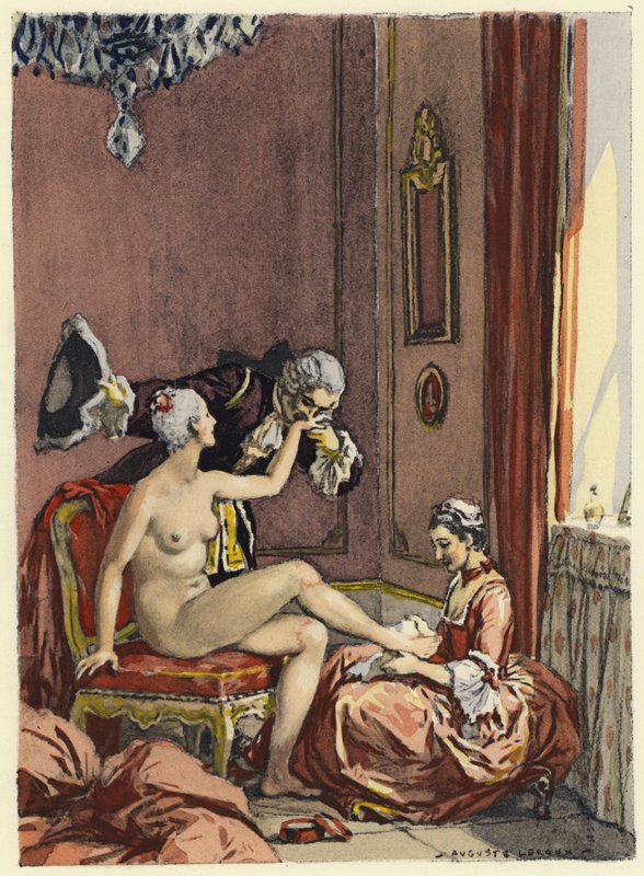 Kuvitus Casanovan muistelmiin (värilitografia) tekijältä Jules Marie Auguste Leroux