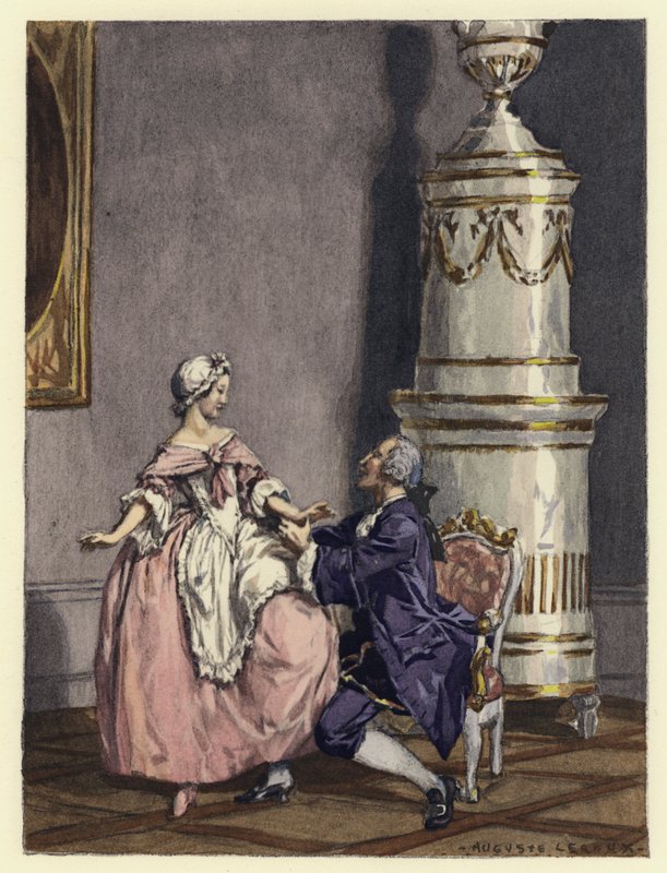 Kuvitus Casanovan muistelmiin (värilitografia) tekijältä Jules Marie Auguste Leroux