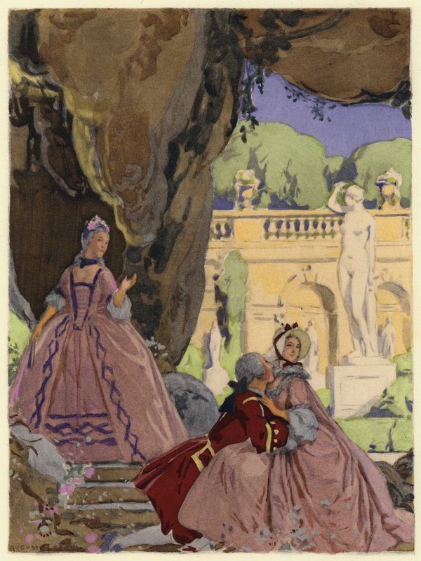 Kuvitus Casanovan muistelmiin (värilitografia) tekijältä Jules Marie Auguste Leroux