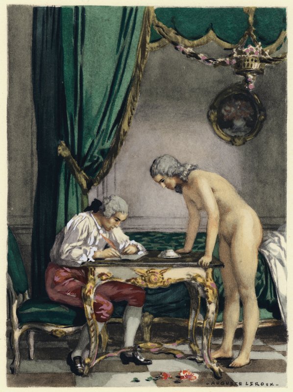 Kuvitus Casanovan muistelmiin (värilitografia) tekijältä Jules Marie Auguste Leroux
