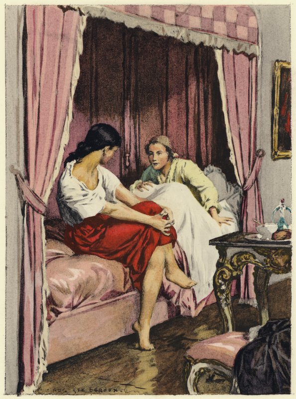 Kuvitus Casanovan muistelmiin (värilitografia) tekijältä Jules Marie Auguste Leroux
