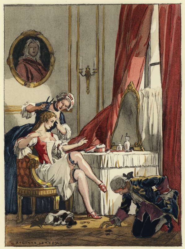Kuvitus Casanovan muistelmiin (värilitografia) tekijältä Jules Marie Auguste Leroux