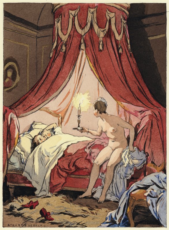 Kuvitus Casanovan muistelmiin (värilitografia) tekijältä Jules Marie Auguste Leroux
