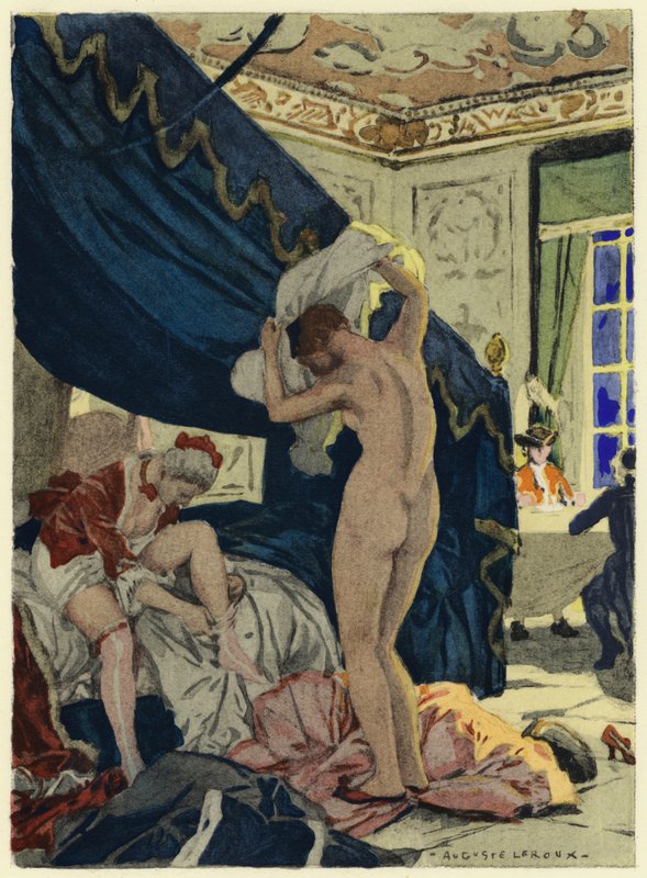 Kuvitus Casanovan muistelmiin (värilitografia) tekijältä Jules Marie Auguste Leroux