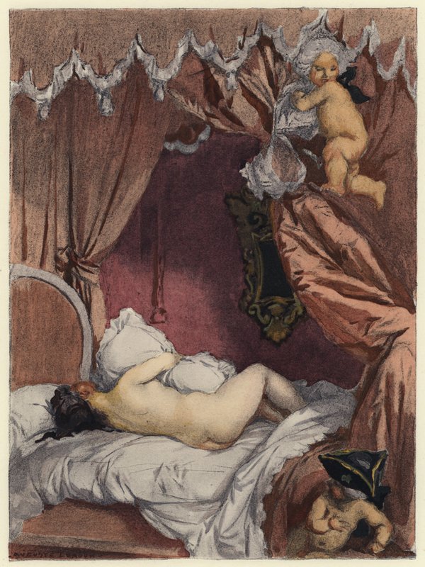 Kuvitus Casanovan muistelmiin (värilitografia) tekijältä Jules Marie Auguste Leroux