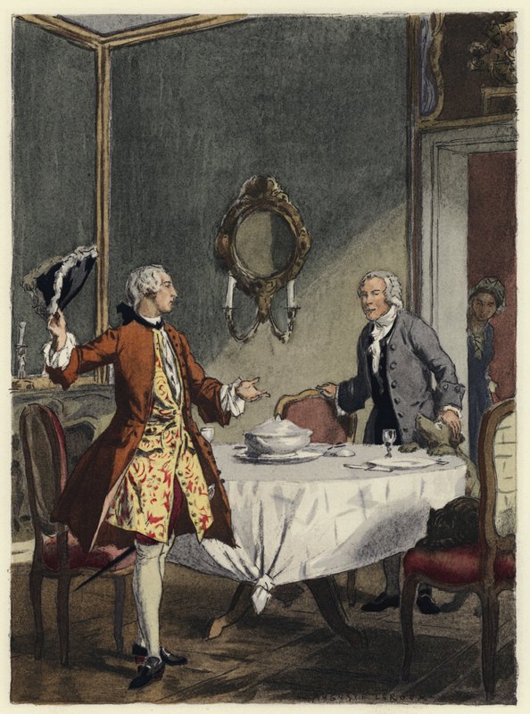 Kuvitus Casanovan muistelmiin (värilitografia) tekijältä Jules Marie Auguste Leroux