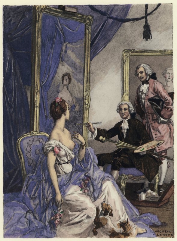 Kuvitus Casanovan muistelmiin (värilitografia) tekijältä Jules Marie Auguste Leroux