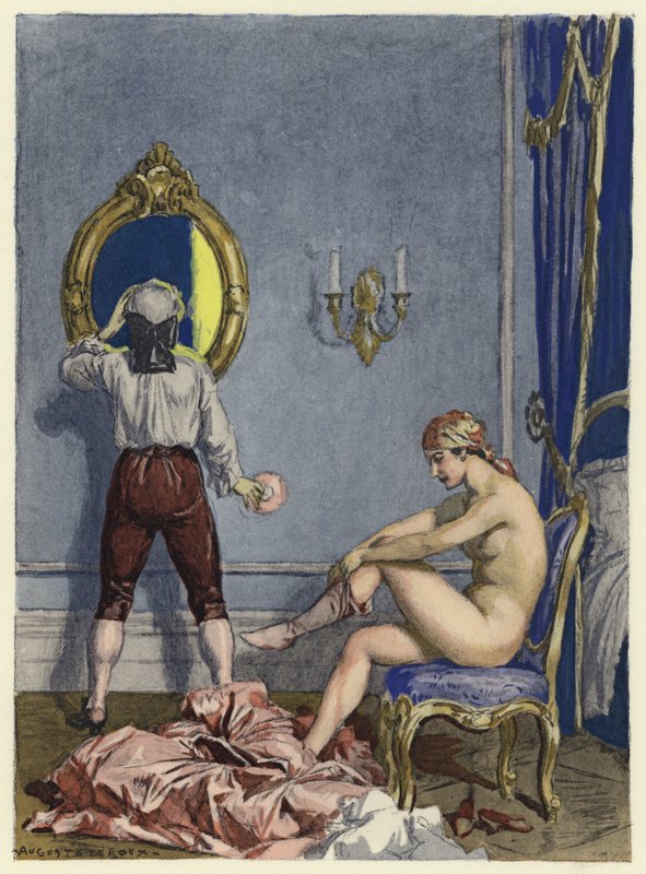 Kuvitus Casanovan muistelmiin (värilitografia) tekijältä Jules Marie Auguste Leroux