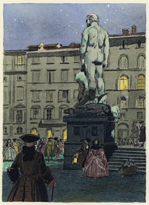 Kuvitus Casanovan muistelmiin (värilitografia) tekijältä Jules Marie Auguste Leroux